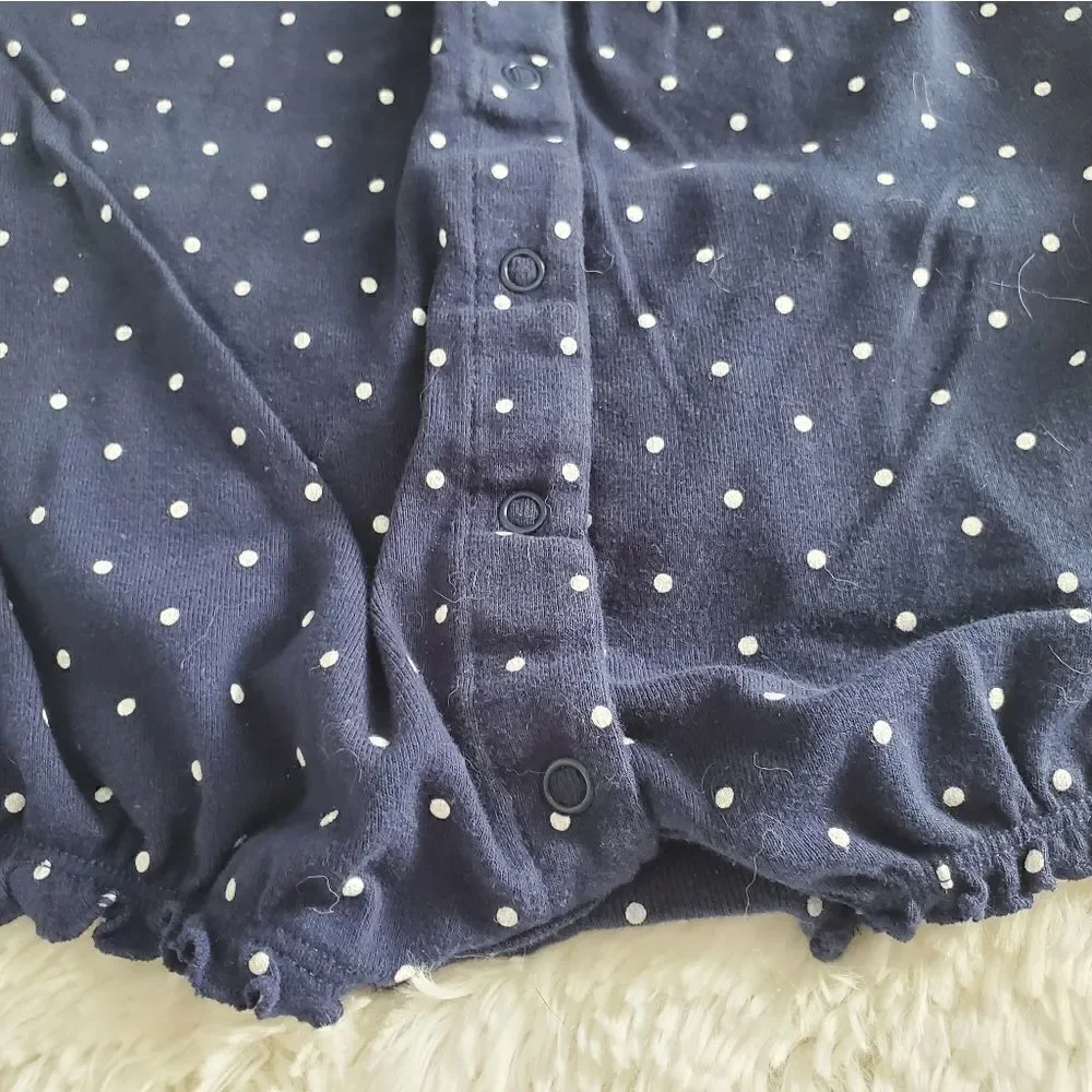 Carter's Baby Girl's Size 18M Navy Blue and White Polka Dot Romper